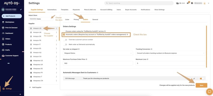 AO - Supplier Settings