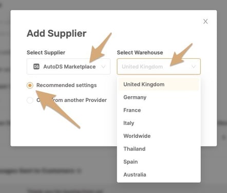 Add AutoDS Marketplace supplier