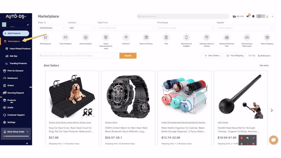 Import products marketplace-VEED