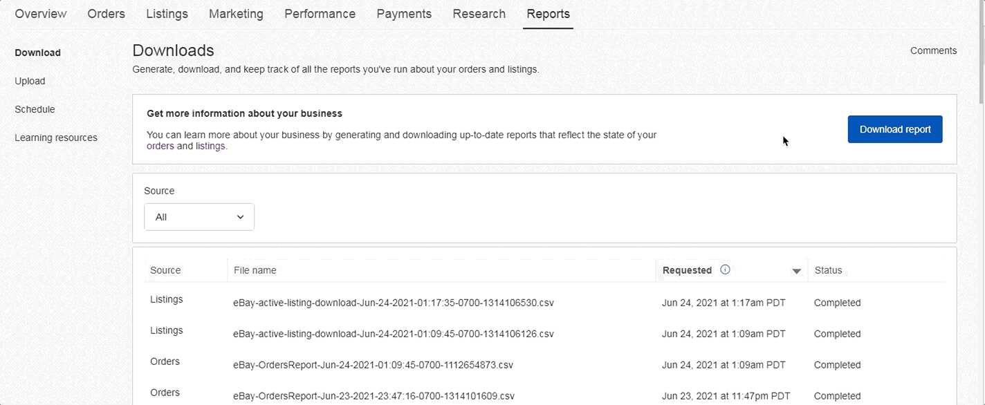 Orders sellerhub